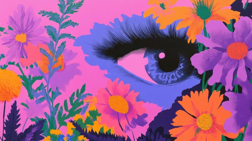 imgi 235 diseno surrealista ojos anidado flores vibrantes colorido estilo arte pop 97843 76731